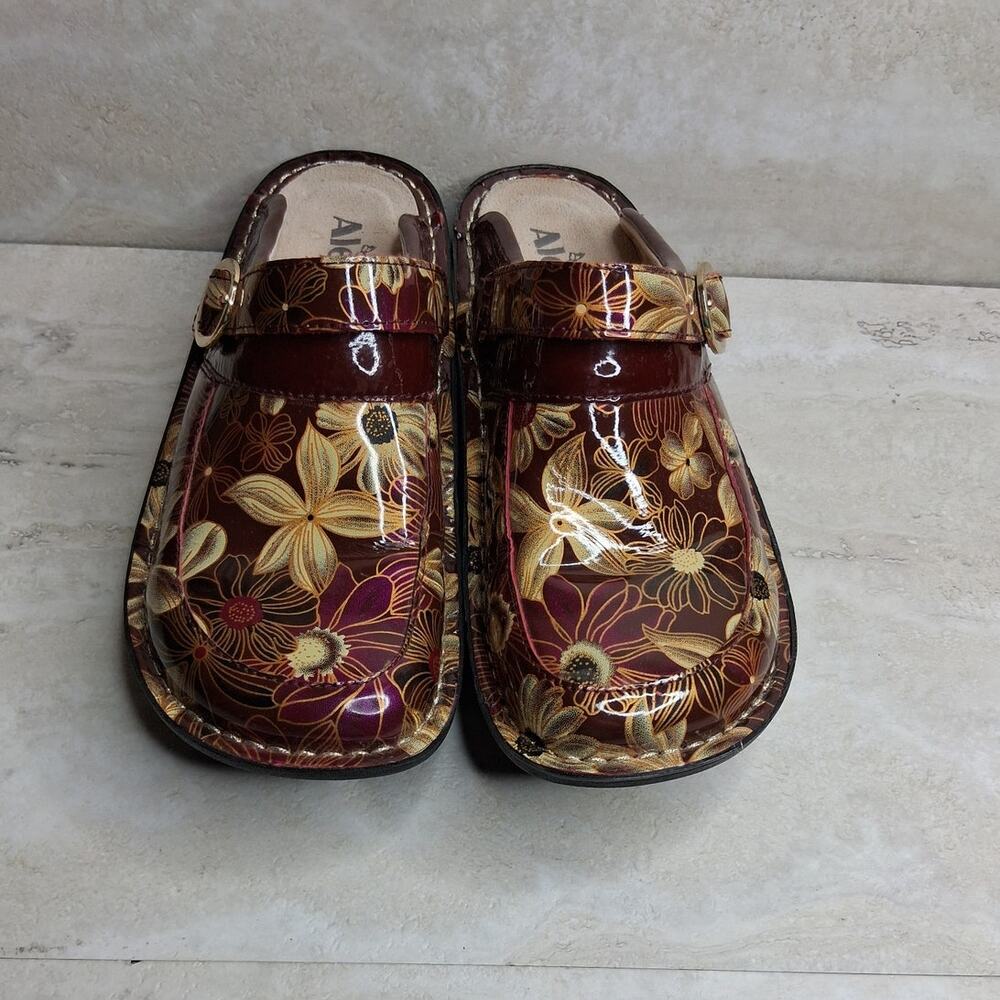 Ladies Alegria Seville Clog Leather Upper & Lining Size 39 Brown Gold Cream - Picture 2 of 8